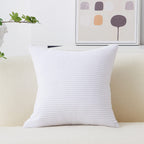 Home Brilliant 26X26 Pillow Cover Striped Corduroy Decorative Euro Sham Throw Pillow Cushion Cover For Couch, 66X66Cm, Pure Whit