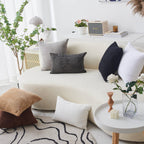 Home Brilliant Decorative Pillow Cover Accent Solid Striped Corduroy Plush Velvet Cushion Cover Couch, Pure White, 18X18 Inch (4