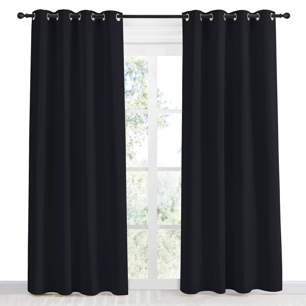 Nicetown Halloween Black Blackout Curtain 86 Inch Length, W55 X L86 Inch, 8 Grommets Top, 1 Piece, Thermal Insulated Modern Wind