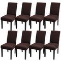 Jqinhome Dining Room Chair Covers Set Of 8, High Stretch Chair Slipcover Removable Washable Chair Seat Protector Cover For Home Party Hotel Wedding Ceremony (Coffee)