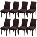 Jqinhome Dining Room Chair Covers Set Of 8, High Stretch Chair Slipcover Removable Washable Chair Seat Protector Cover For Home Party Hotel Wedding Ceremony (Coffee)