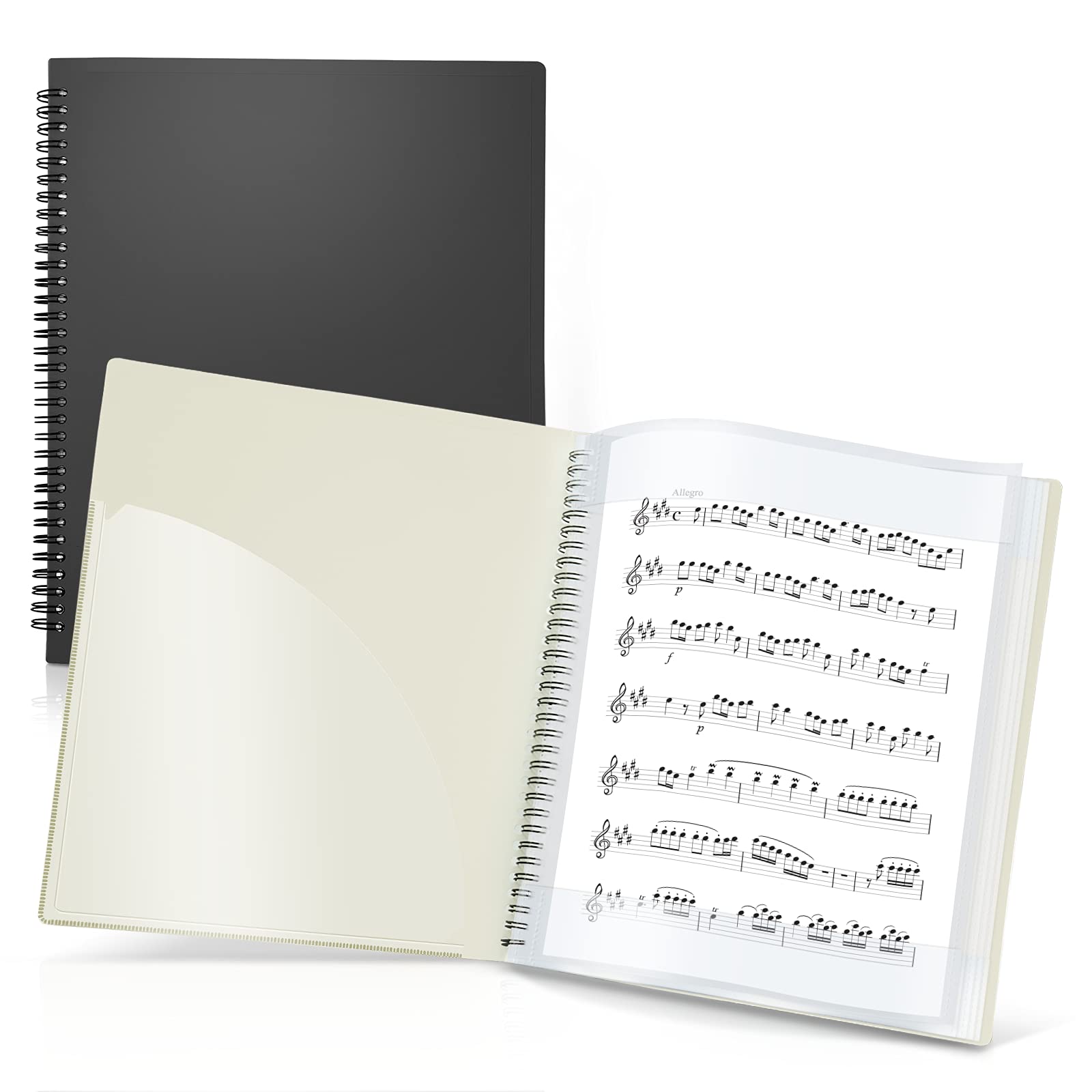Cranbury Sheet Music Folder 8.5X11 - Dual Use Music Holder (Black), Store Inside 24 Protective Sleeves Or Write On Exposed Pages
