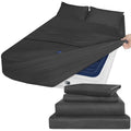 Air Mattress Queen Sheet Set Deep Pocket Queen Sheets - 4 Piece Bed Sheets Queen Size Fade Resistant Fits 16In To 24In Pillow Top Air Bed Mattress - Black