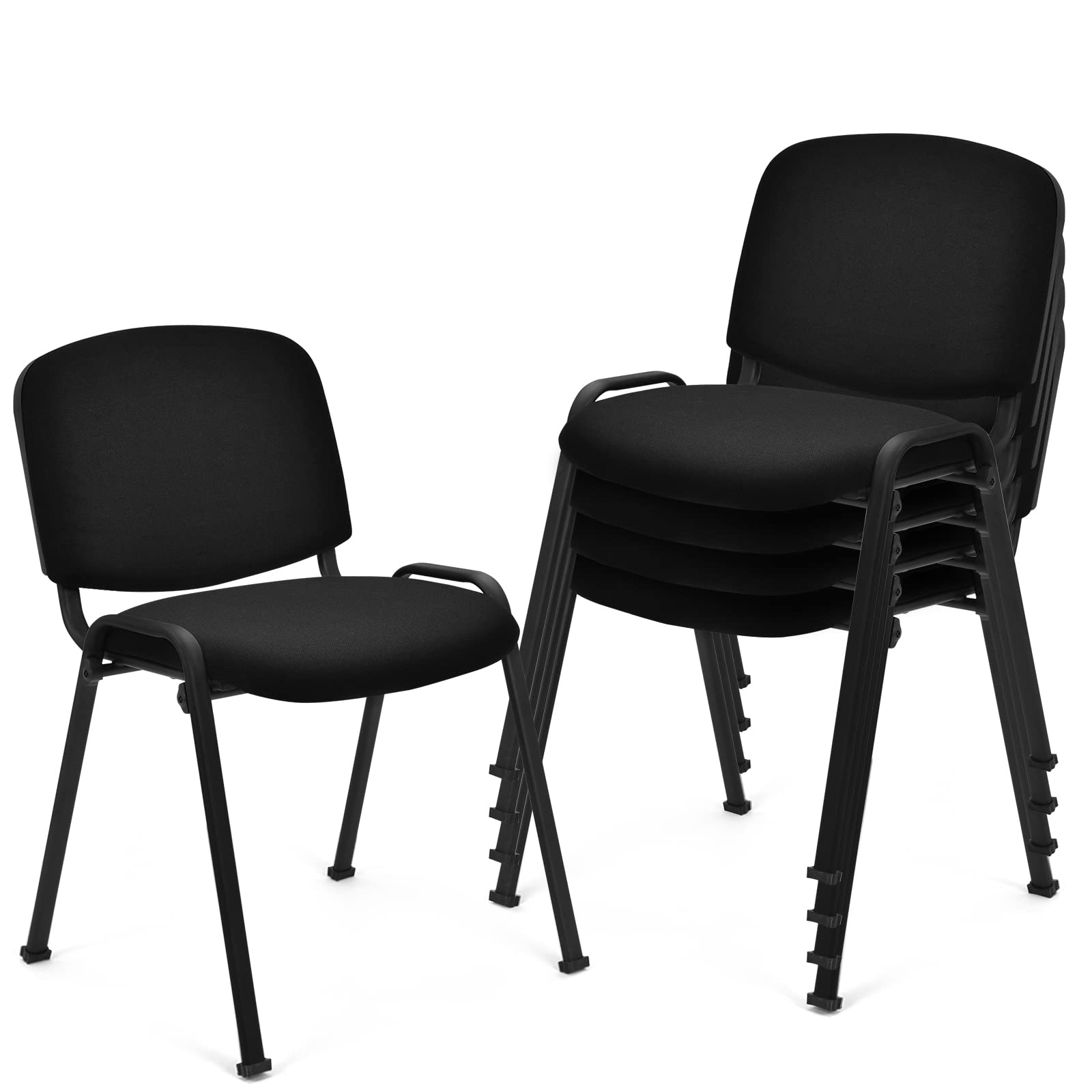 Giantex Set Of 5 Conference Chair With Ergonomic Upholstered Seat, Non-Slip Foot Pad, Elegant And Stackable Design For Home & Office, Waiting Room, Guest Room, 5 Pieces Reception Executive Chair Set