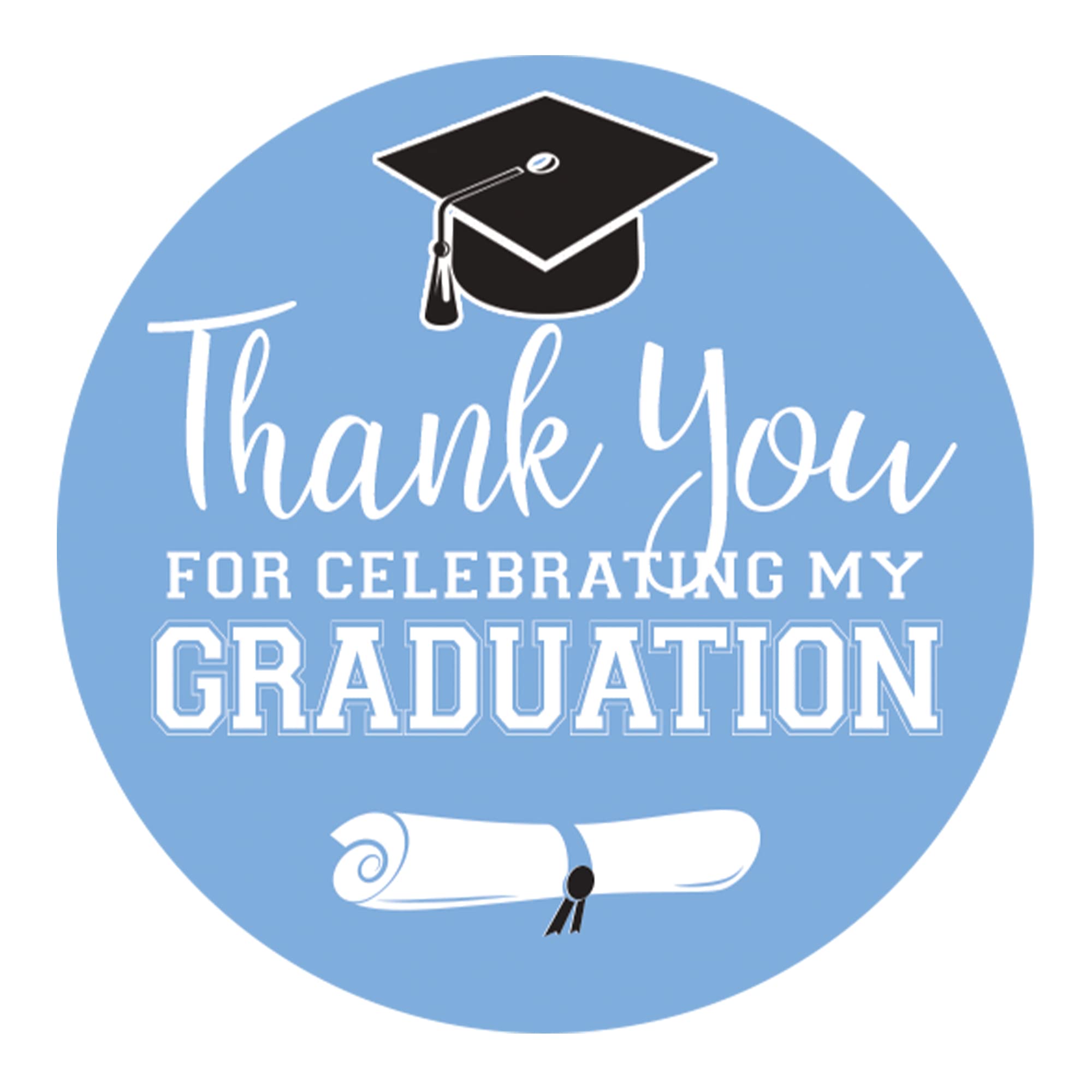 Powder Blue Graduation Thank You Favor Labels, Graduation Thank You Stickers 2025, 40 Count