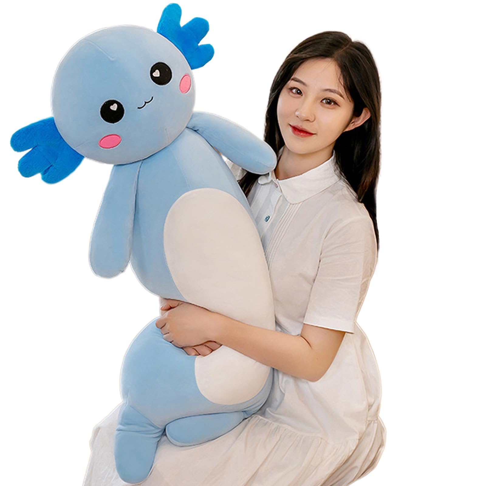 Somao Long Axolotl Plush Pillow, Cute Axolotl Stuffed Animal Body Plush Soft Plushies Doll Toy For Girls Boys(100Cm/39.3Inch,Blu