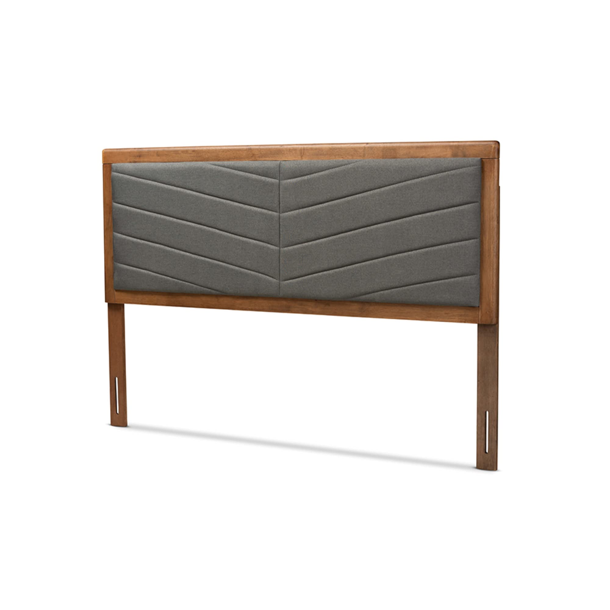Baxton Studio IDEN Modern and Contemporary Dark Grey Fabric Upholstered and Walnut Brown Finished Wood Full Size Headboard