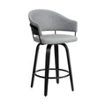 HomeRoots Gray 26' Dark Grey Faux Leather Black Wood Swivel Bar Stool