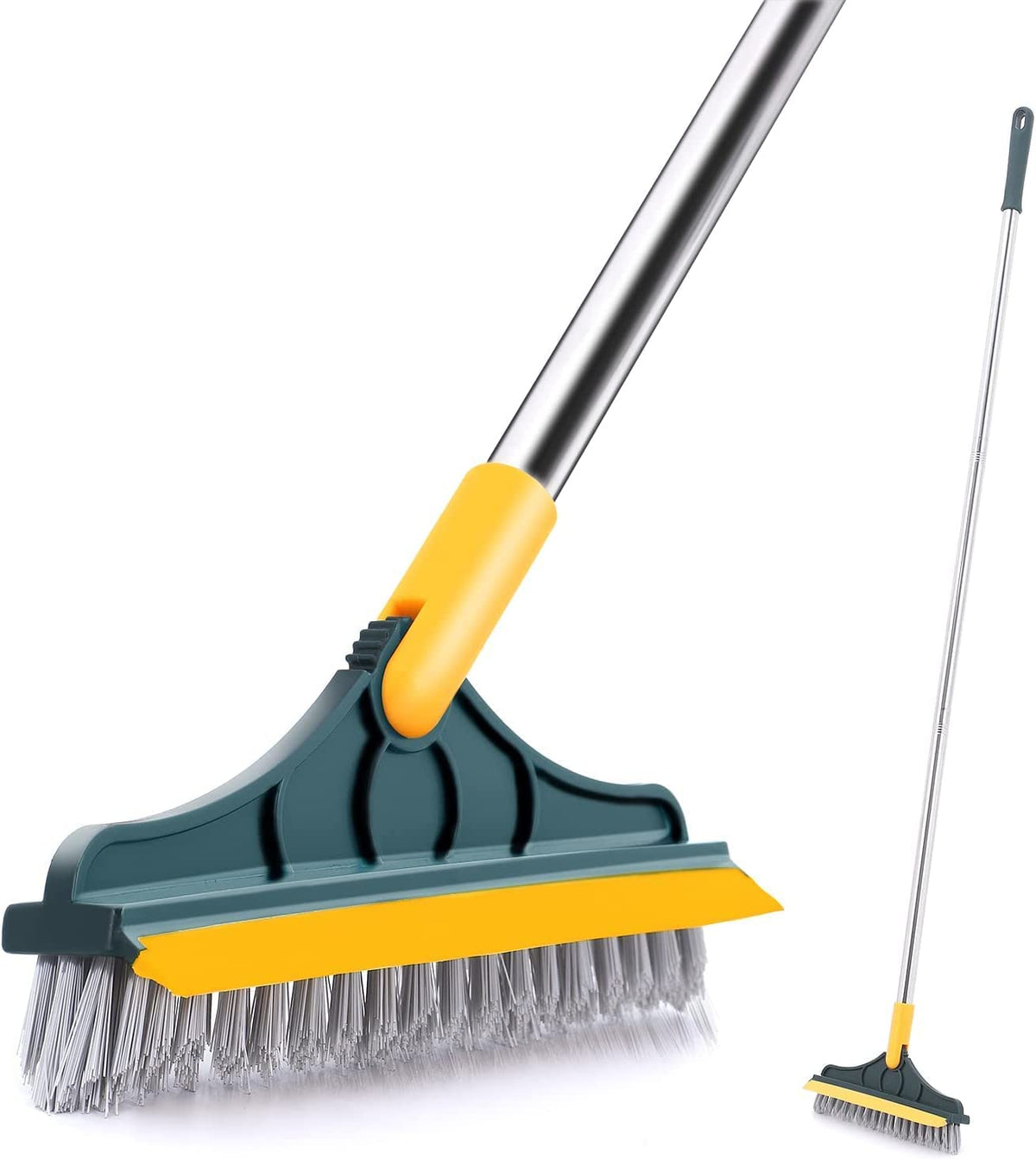 EBOFAB Toilet Cleaning Brush with Wiper Tiles Cleaning Bathroom Brush Floor Scrub Brush with Long Handle 120 Rotate 2 in 1 Home