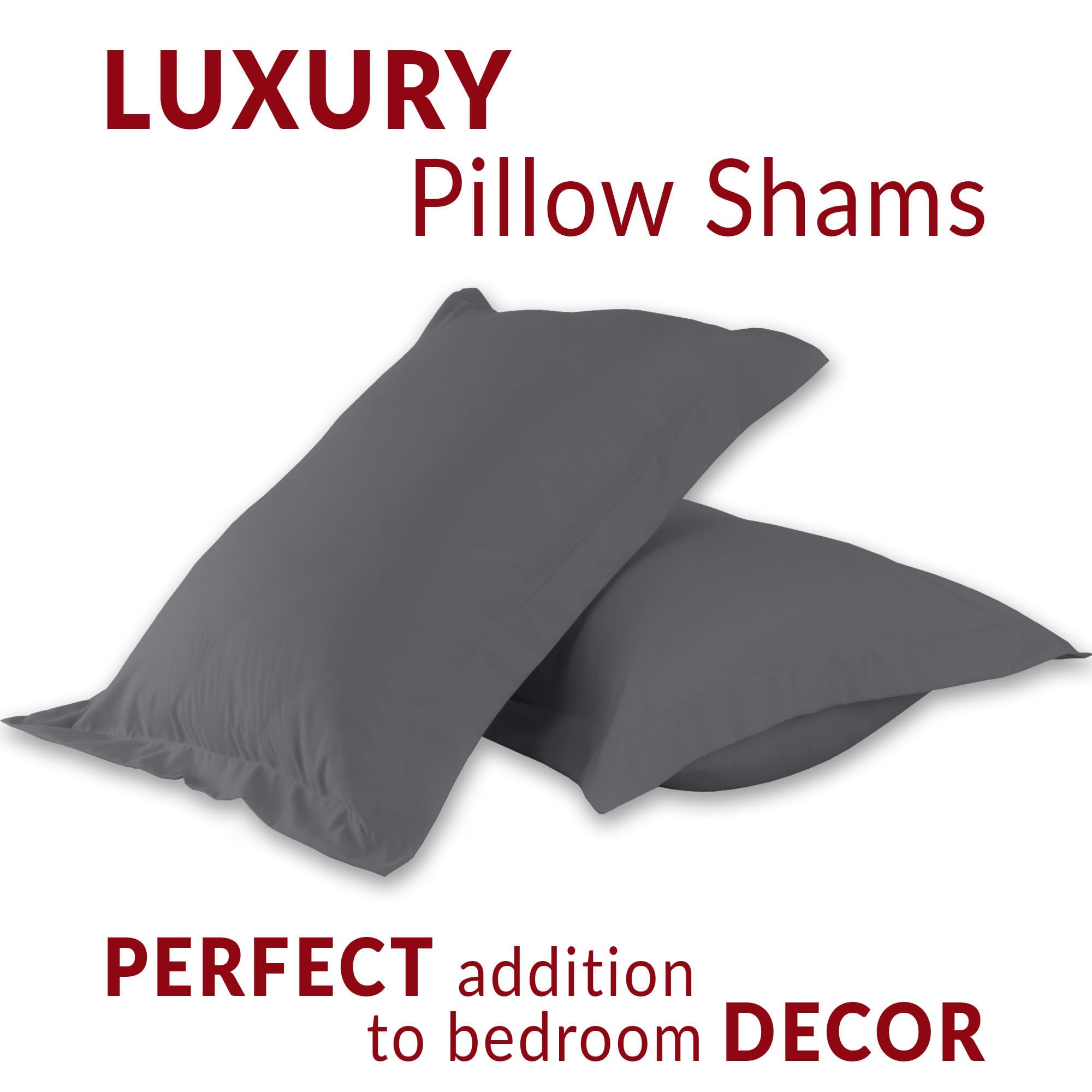 Mellanni Pillow Shams Set - 2 Pc Iconic Collection Decorative Pillow Covers - Soft, Cooling, Wrinkle, Fade, Stain Resistant - Luxury Bed Accessories (King 20' X 36', Gray)