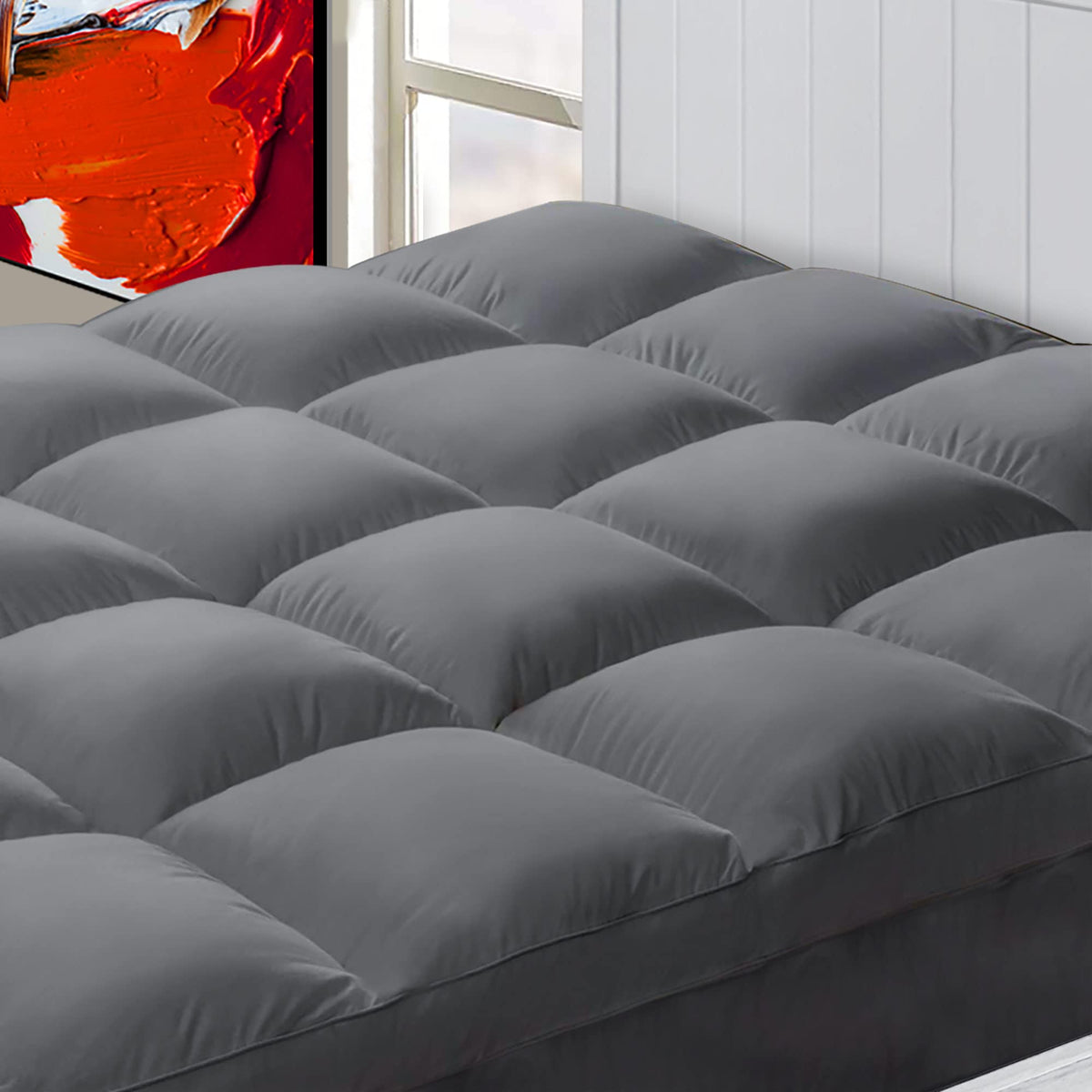 Chopinmoon Extra Thick Full Xl Mattress Topper, Cooling Mattress Pad Cover, Plush Quilted Pillow Top With Overfilled 4D Spiral F