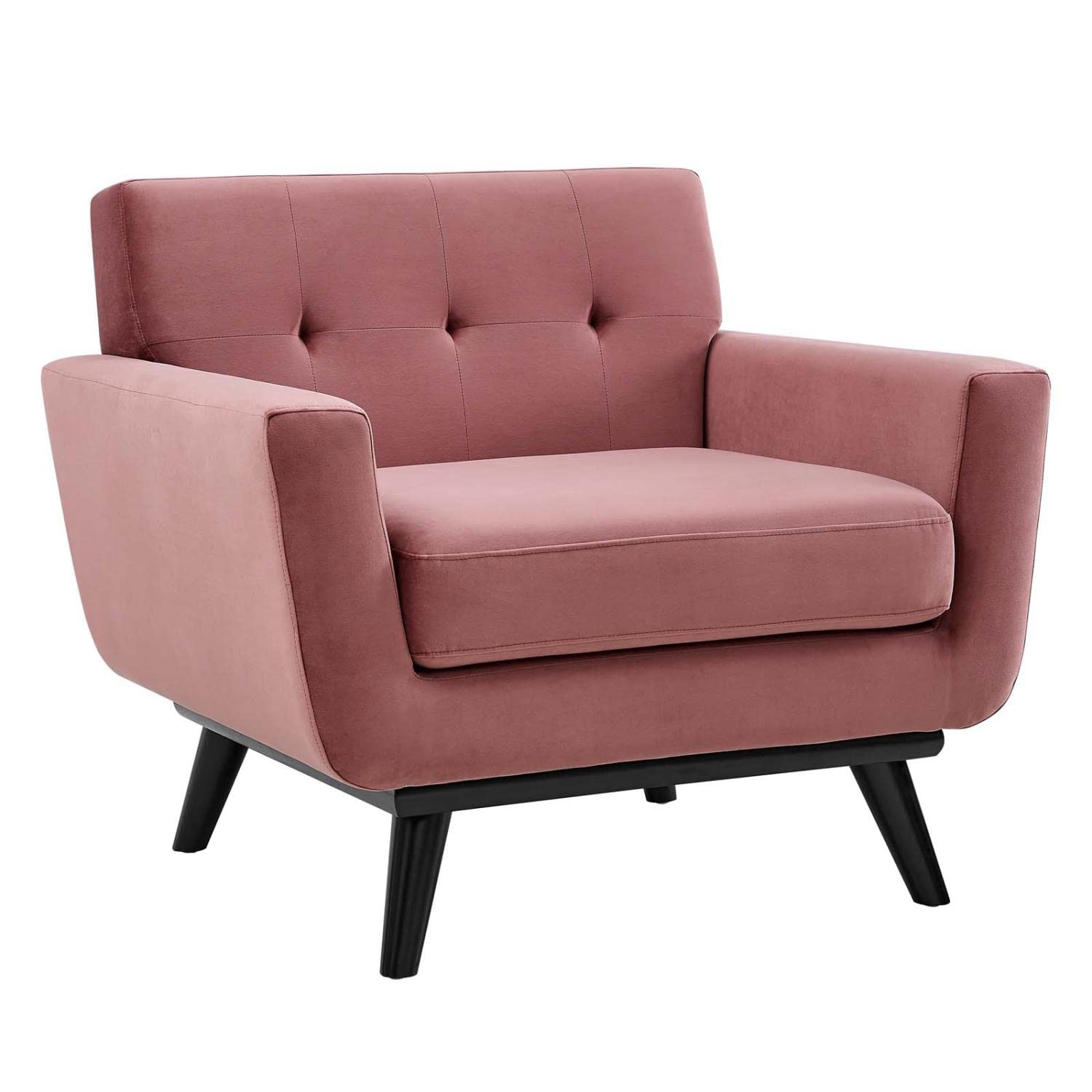 Modway Engage Modern Tufted Back Performance Velvet Armchair In Dusty Rose Pink