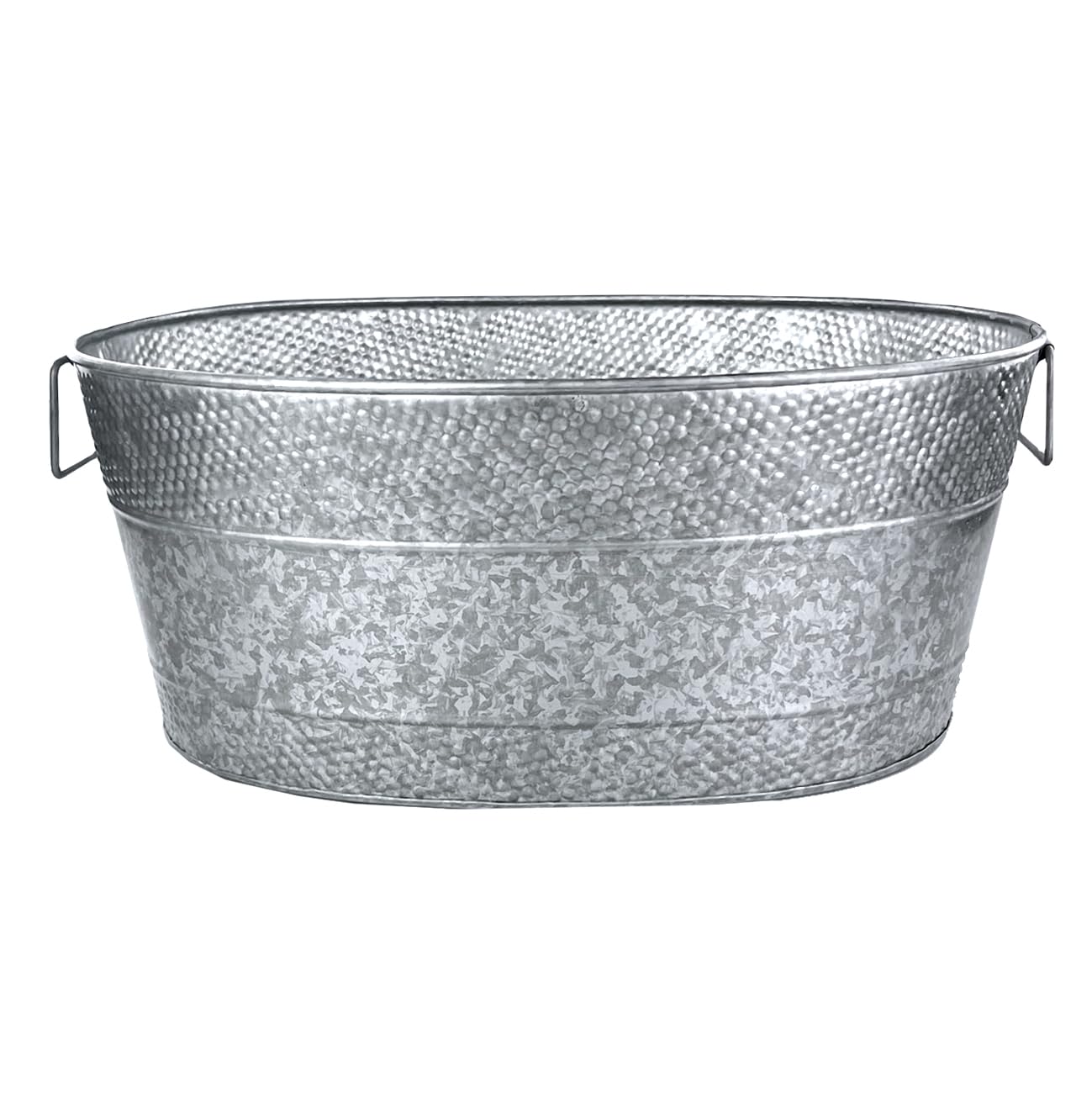 Brekx Copper Galvanized 25-Quart Tub For Firewood Storage Rack Log Holder - Heavy-Duty Portable Tub With Handles For Indoor/Outd