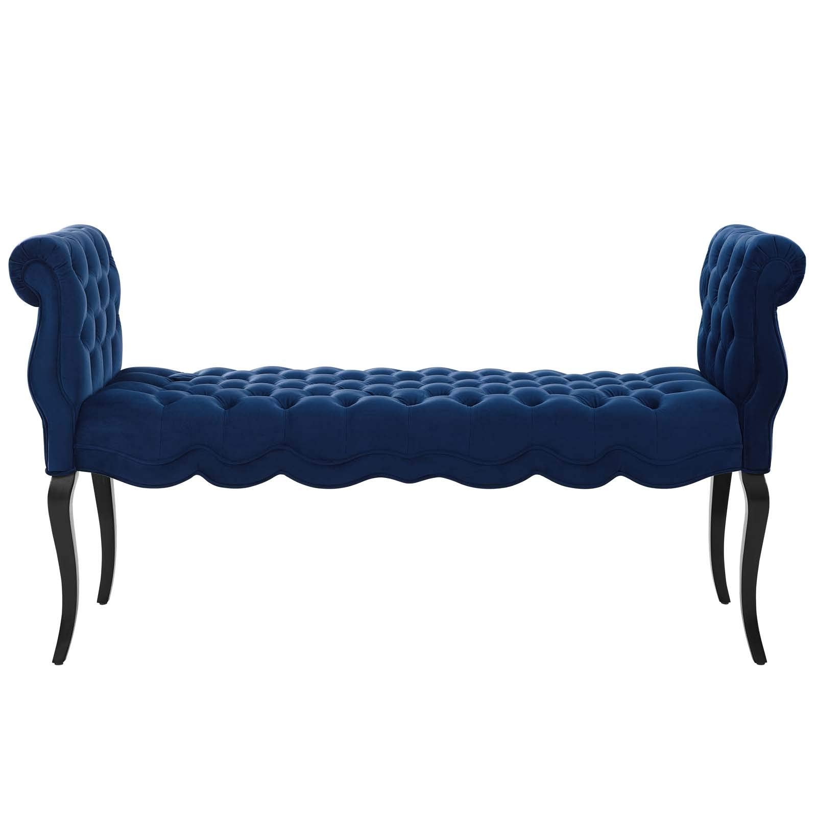 Modway Adelia Chesterfield Style Performance Velvet Entryway Bench In Navy