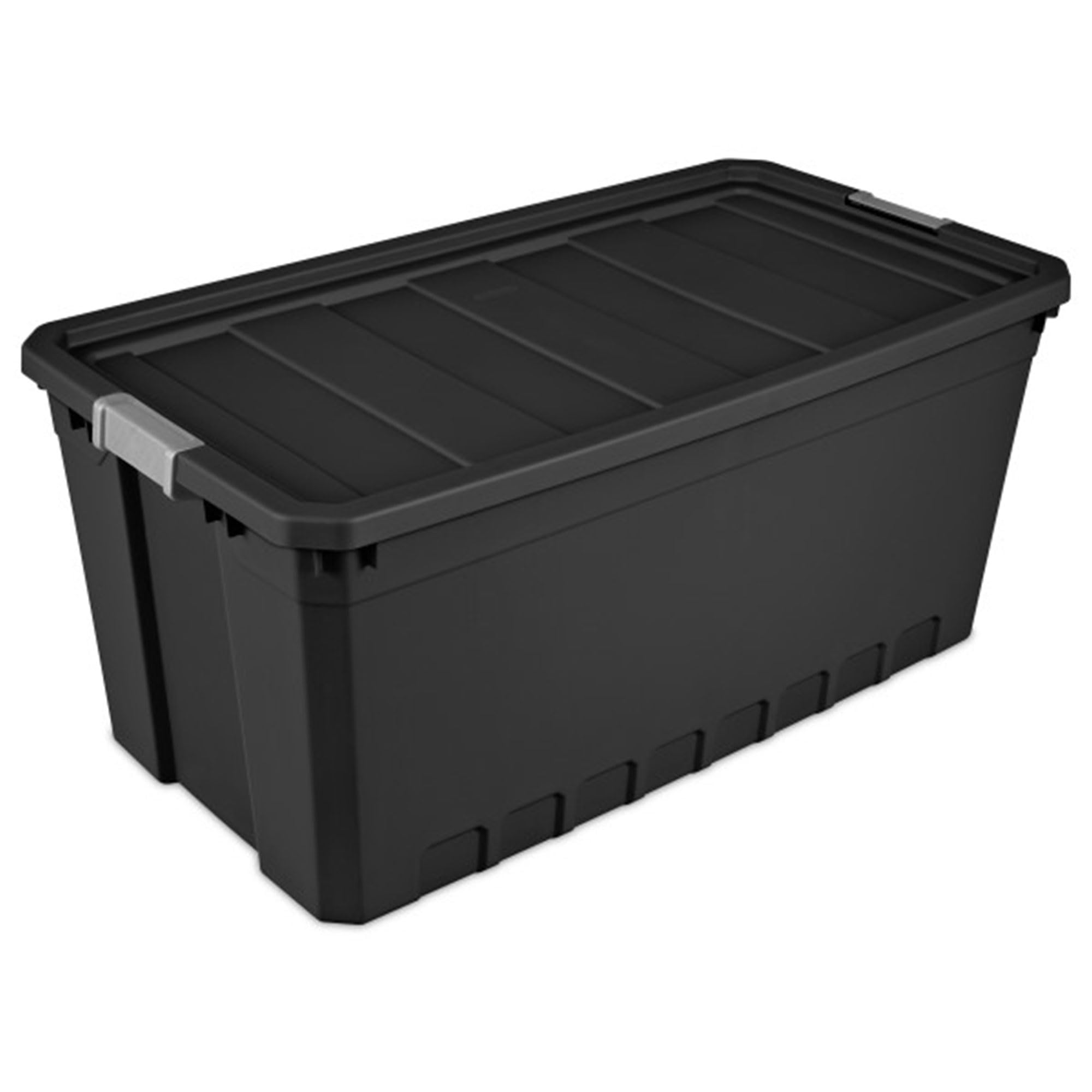 Sterilite 50 Gallon Plastic Stacker Tote, Heavy Duty Lidded Storage Bin Container For Stackable Garage And Basement Organization