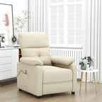 vidaXL Fabric Massage Recliner Chair, in Cream Color, Farmhouse Styled Relaxation Massage Chair with High Density Foam