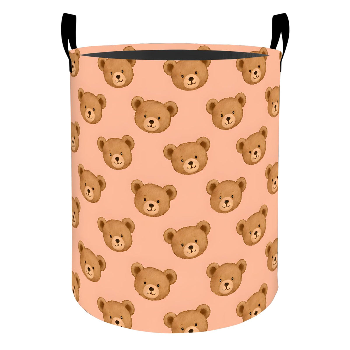 Cute Teddy Bear Laundry Basket Hamper for Boys Girls Kids Adults, Foldable Waterproof Oxford Clothes Storage Bin, Pink Animal Or