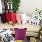 Thmyo 4-Pack 100% Cotton Comfortable Solid Decorative Throw Pillow Case, Square Cushion Cover Pillowcase Sublimation Blank Pillow Covers Diy Throw Pillowcase(20X20 Inch/ 50X50Cm,Dark Reddish Purple)