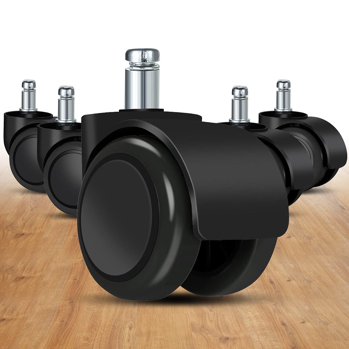 Office Chair Caster Wheels Replacement(Set Of 5) For Hardwood Floors And Carpet- Heavy Duty Caster Support Up To 1000Bls, Office