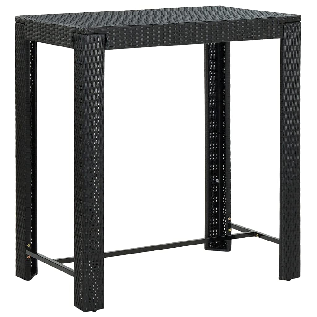 vidaXL Black Patio Bar Table, 39.4&quot;x23.8&quot;x43.5&quot;, Indoor-Outdoor Use, Durable PE Rattan Construction, Sturdy Powder-Coated Steel Frame, Modern Design Garden Furniture