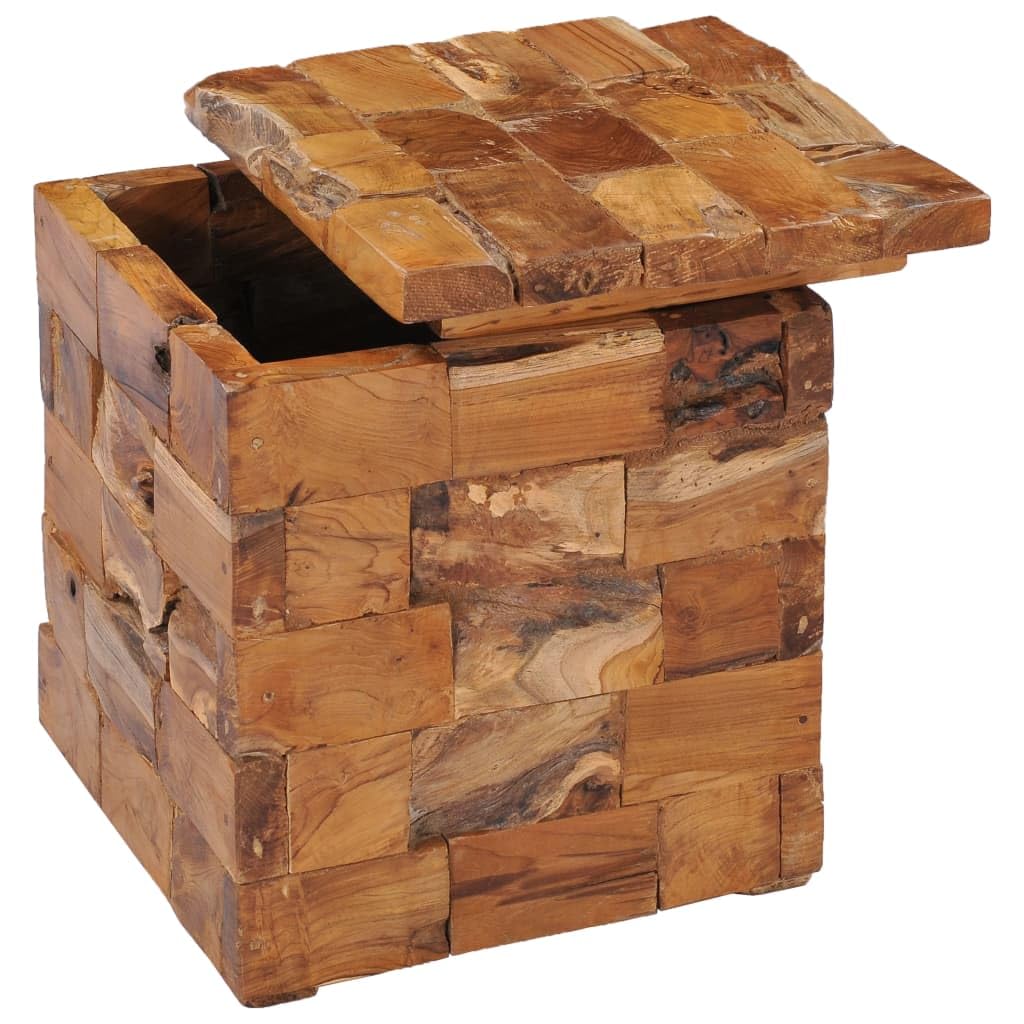 vidaXL Solid Teak Wood Storage Stool