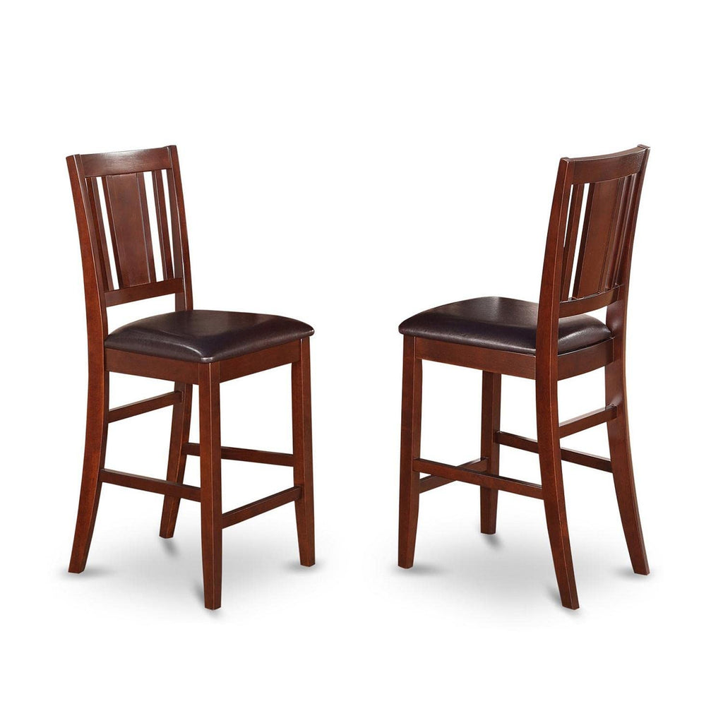 East West Furniture JABU5-MAH-LC 5 Piece Counter Height Dining Table Set Includes a Round Wooden Table with Pedestal and 4 Faux Leather Upholstered Chairs, 36x36 Inch, Mahogany