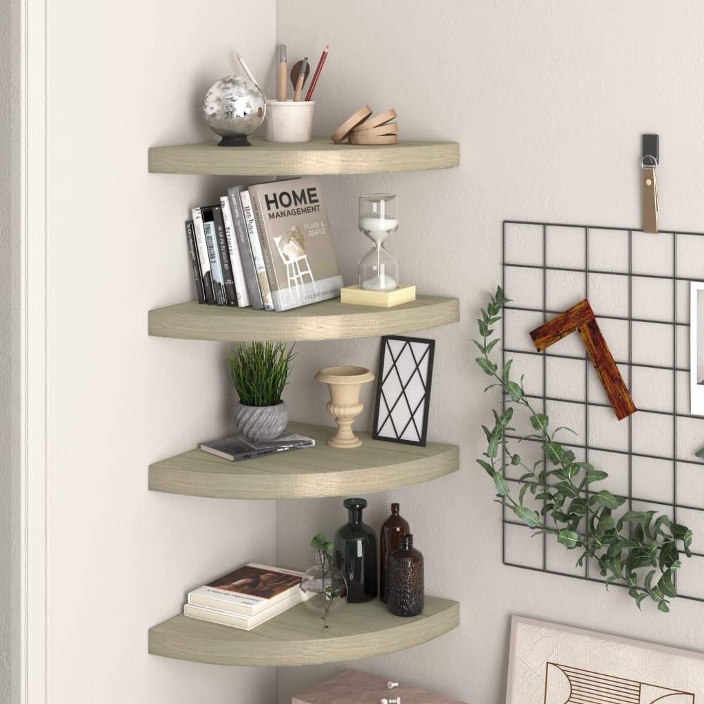 vidaXL Floating Corner Shelves 4 pcs Oak 13.8x13.8x1.5 MDF