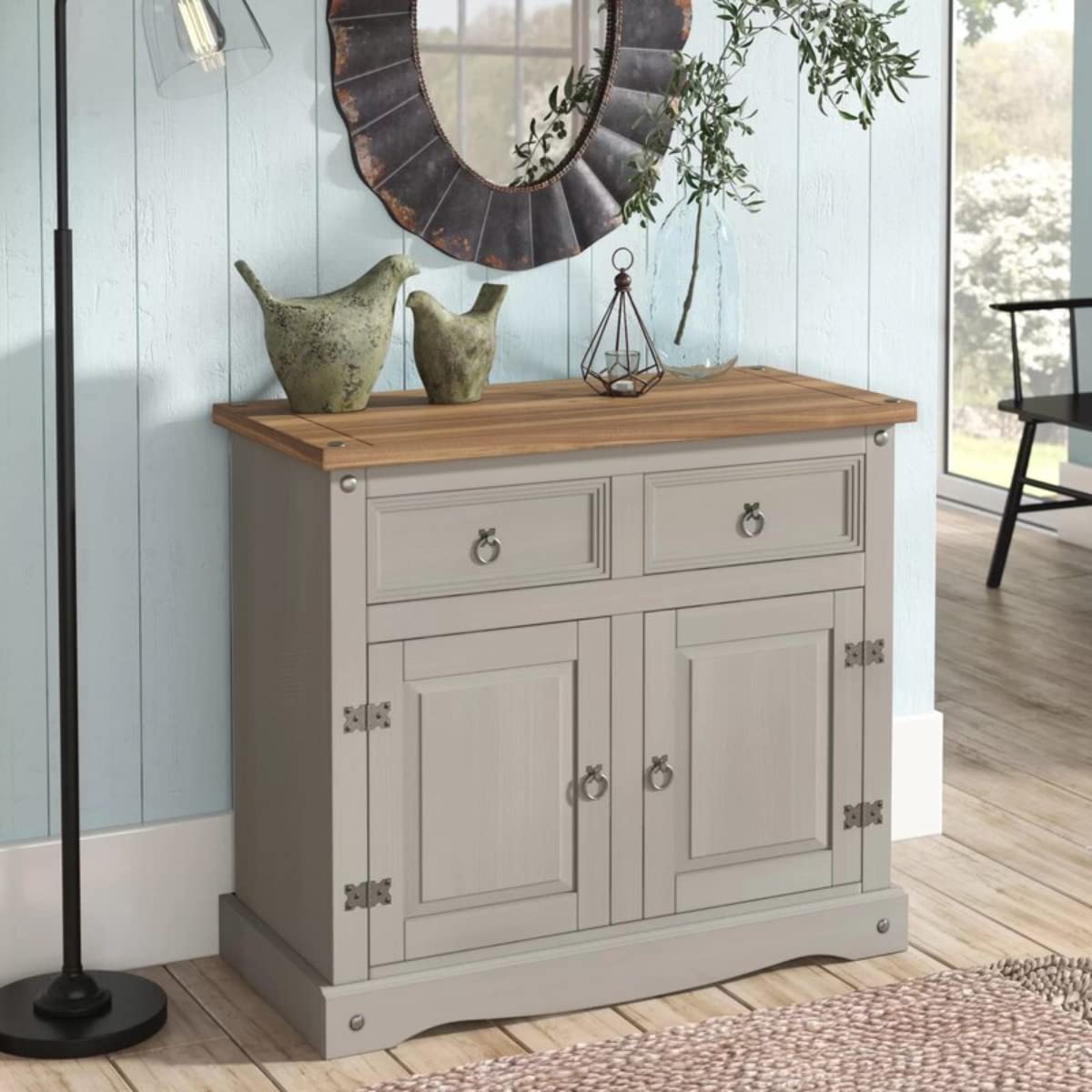 American Furniture Classics Cottage Series Wood Buffet Sideboard, Corona Gray