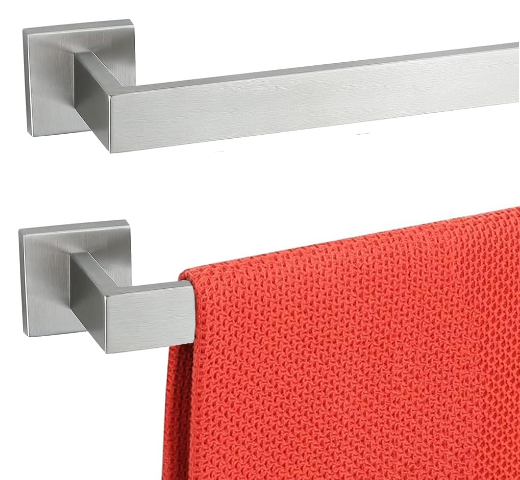 28 Inch Towel Bar 2 Pack for Bathrooms 12/16/24/28/32/36 Inch Stainless Steel 304 Brush Nickel Towel Holder Modern Square Towel 