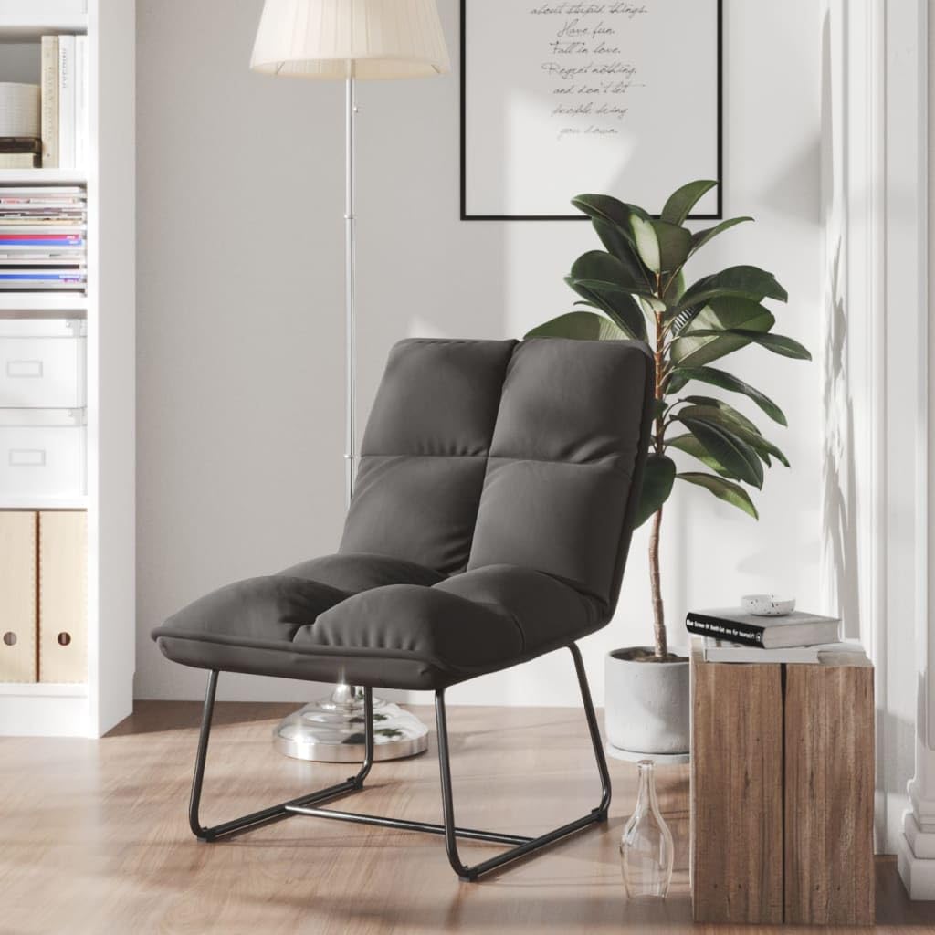 Furniking Leisure Chair with Metal Frame Dark Gray Velvet