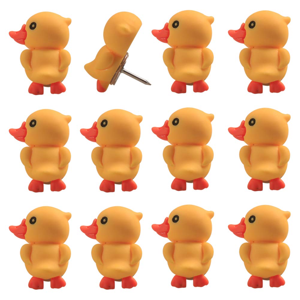 Rurili 30 Pcs Mini Yellow Duck Shape Push Pins Hanging Nail Cute Style Thumbtack For Home Decoration, Office, School Wall Whiteb