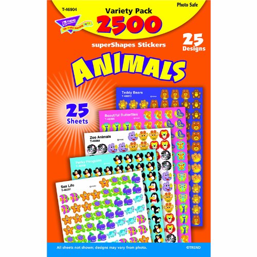 Supershapes Variety Animals 2500Pk Learning Materials Incentives & Motivators T-46904 Trend Enterprises Inc.