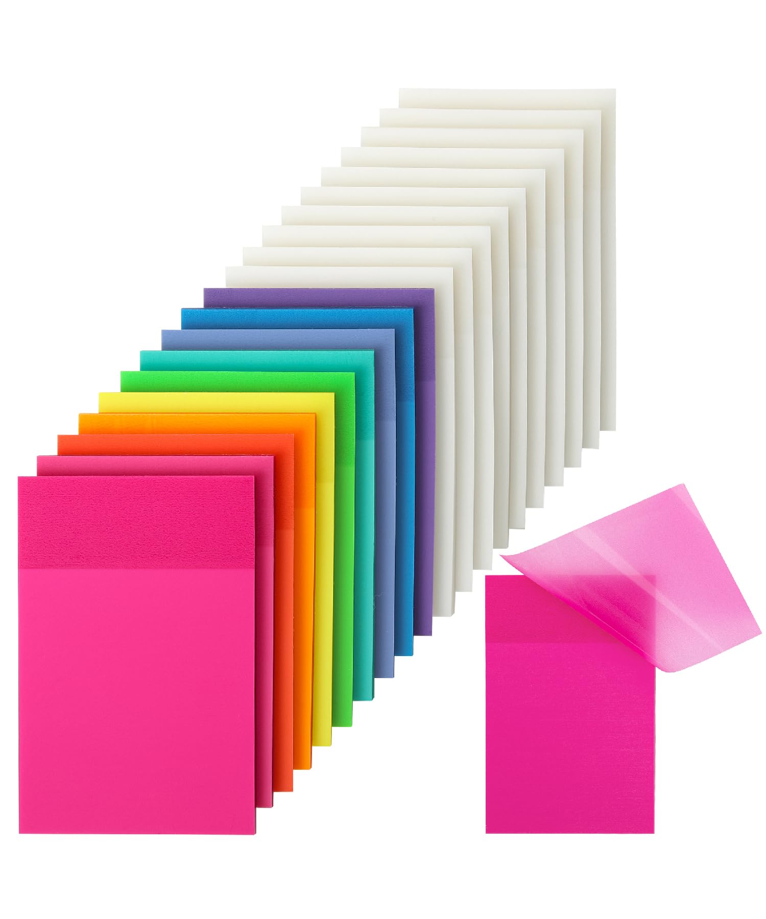 Mr. Pen- Transparent Sticky Notes, 3   X2   , 20 Pads, 1000Sheets, Colorful & Clear See Through Sticky Notes, Bulk Sticky Notes
