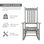 Shine Company Vermont Rocking Chairs, Outdoor Front Porch Rocker Set Of 2, Storm Gray