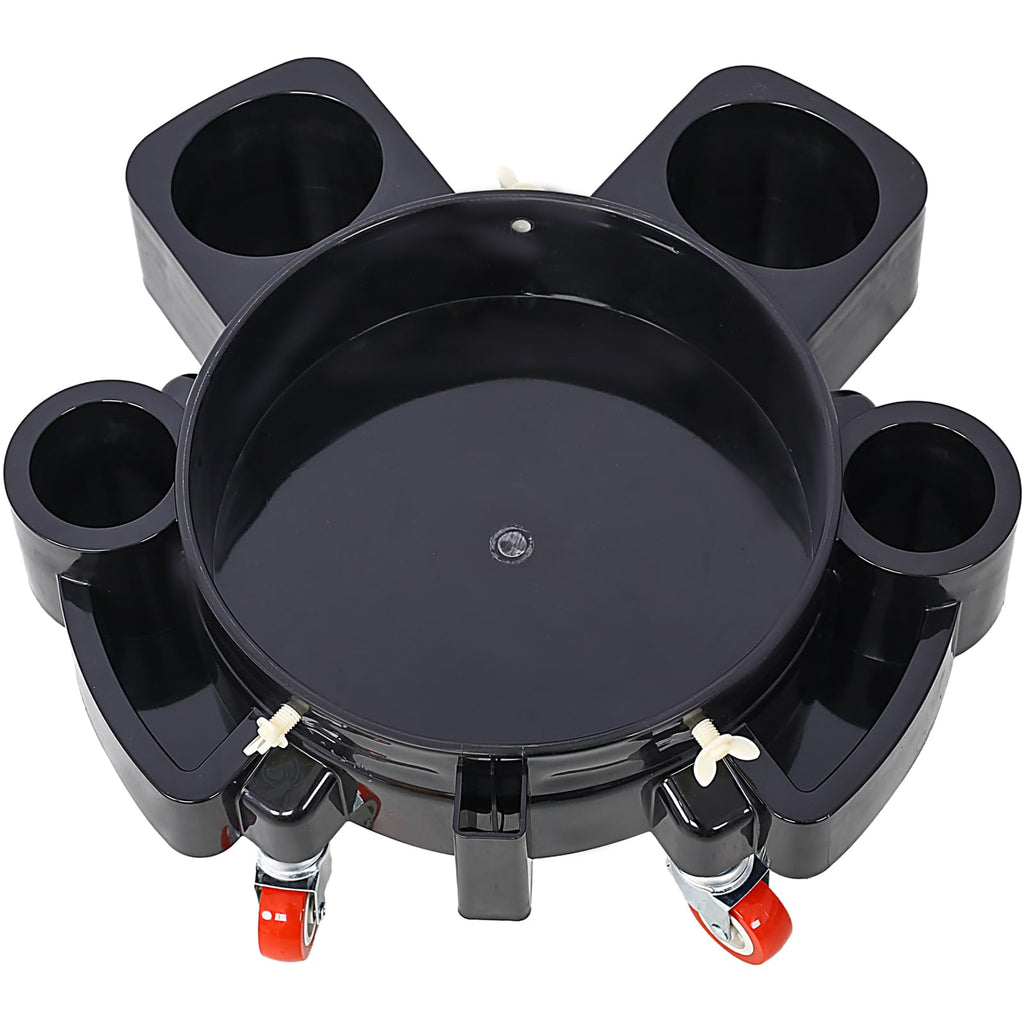5 Gallon Bucket Dolly With Wheels, Heavy Duty Plastic Drum Dolly With 5 Smooth-Rolling Swivel Casters Secure Locking Cart For Ca