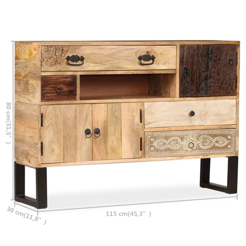 vidaXL Sideboard Solid Mango Wood 45.3&quot;x11.8&quot;x31.5&quot;