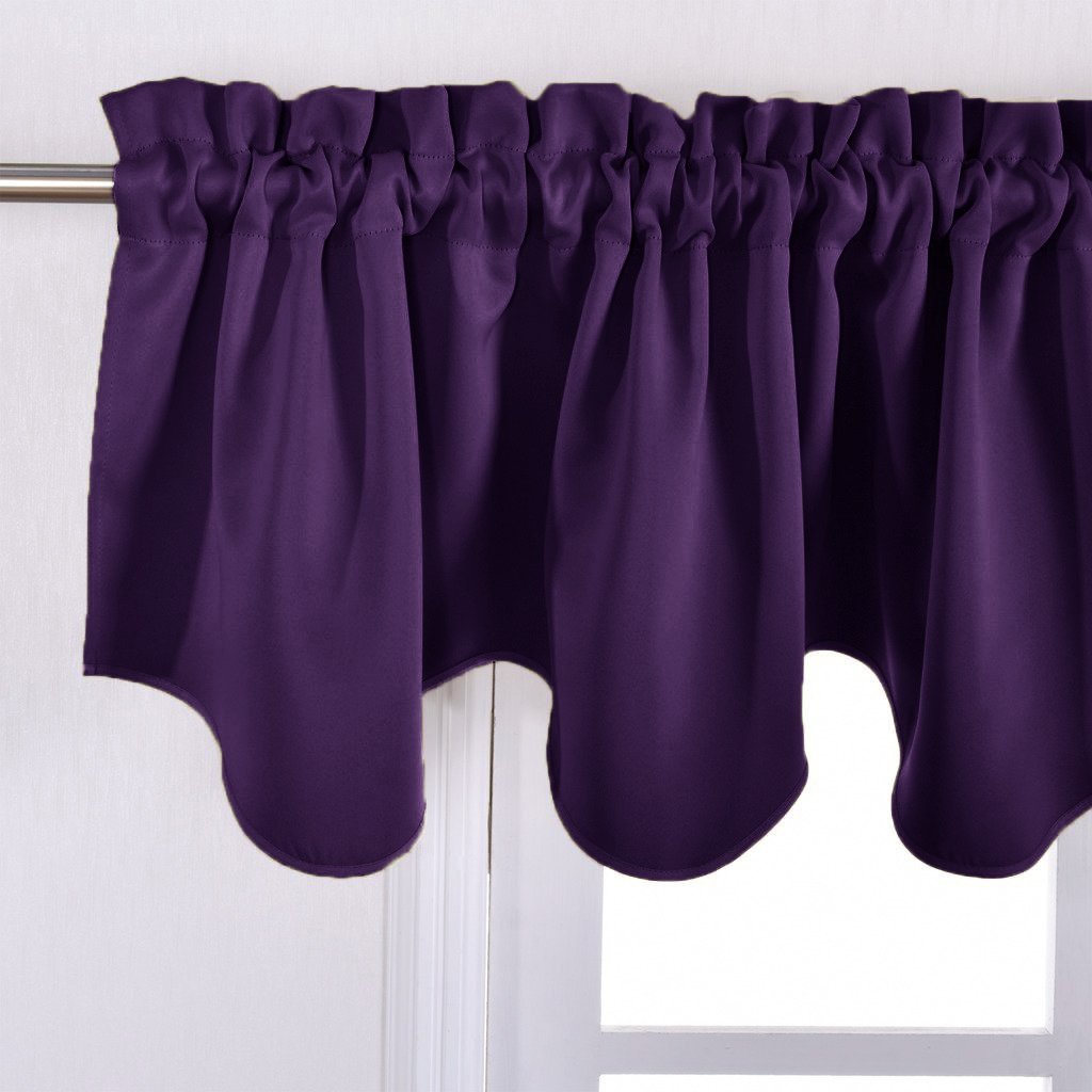 Nicetown Kitchen Blackout Window Valance - 52 Inches By 18 Inches Scalloped Rod Pocket Thermal Insulated Living Room Window Hall