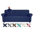 Znsayotx Super Stretch Couch Cover (71'-91'), New Striped Sofa Covers Fitted Slipcovers With Elastic Bottom, Dog Cat Pets Proof Spandex Fabric Comfortable & Durable (Navy Blue, Sofa)