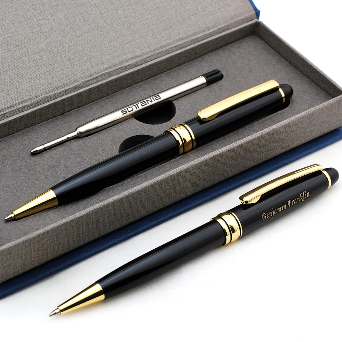 Sotania Free Engraving - Personalized Roller Ballpen, Ballpoint Pen, Refillable Pens, Retractable Medium Refill Pen Black Ink, C