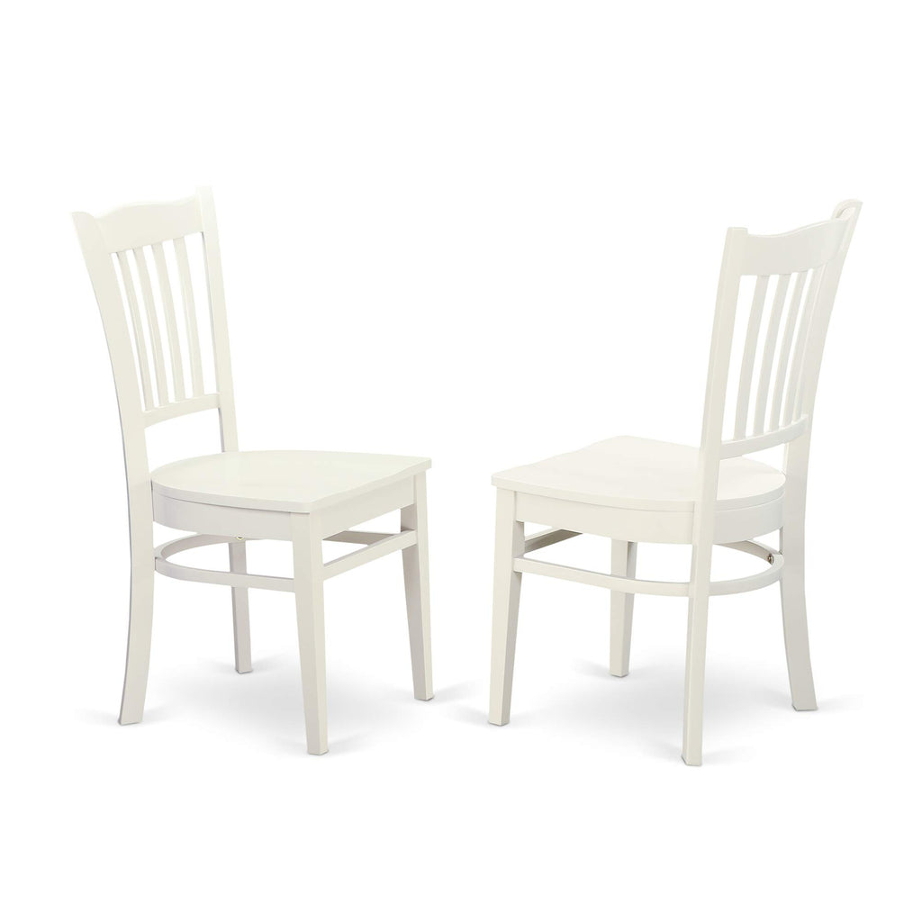 East West Furniture SHGR3-WHI-W 3 Piece Dining Room Table Set Contains a Round Kitchen Table with Pedestal and 2 Dining Chairs, 42x42 Inch, Linen White