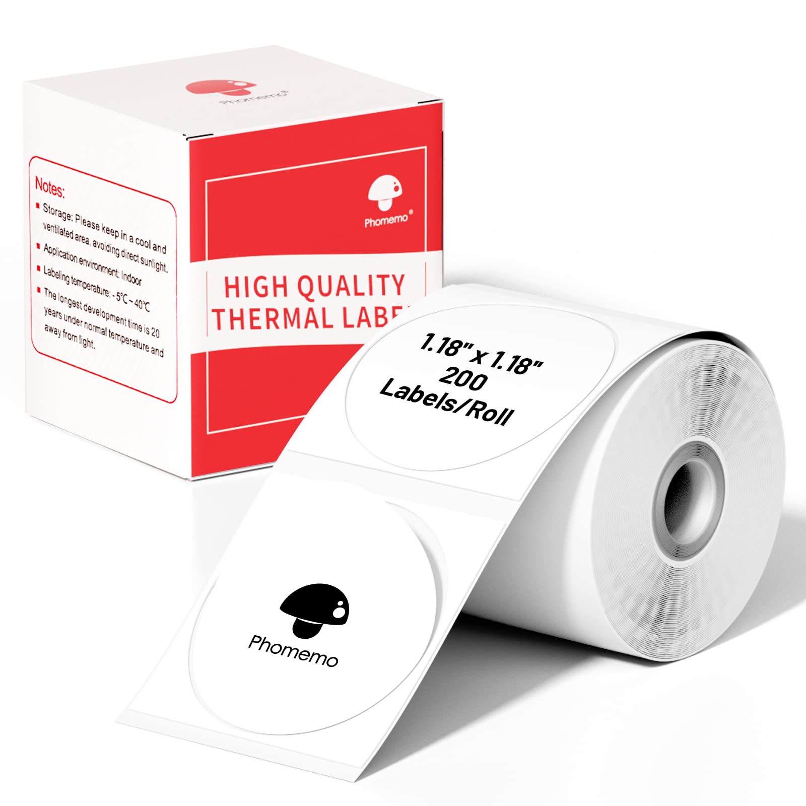 Phomemo Multi-Purpose Self-Adhesive Round Circle Label For Phomemo M110/M110S/M120/M200/M220 Label Maker, 1.18' X 1.18' (30X30