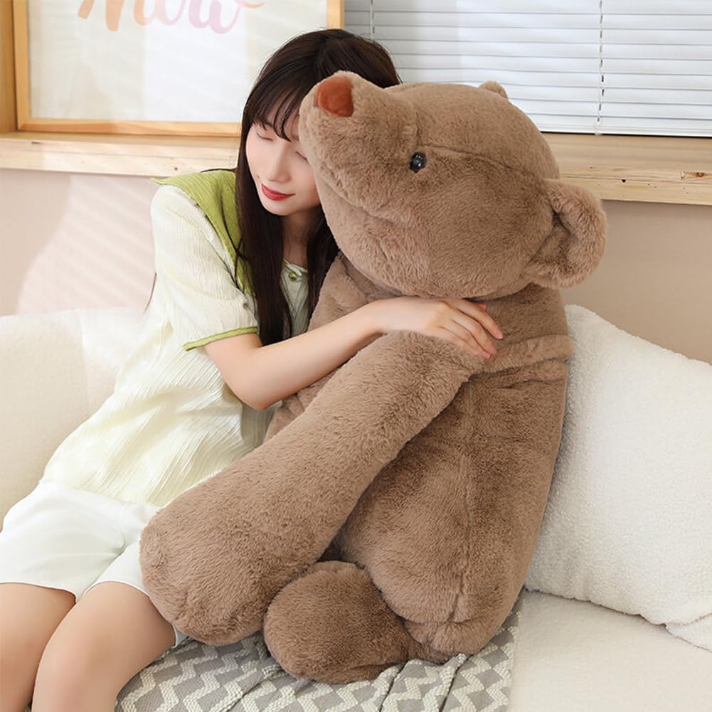 Snowolf Large Bear Stuffed Animals, 31.5' Brown Bear Plush Throw Pillow Super Cute Kawaii Plushie Toys Gifts For Boys Girls Adu