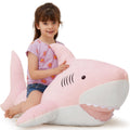 Morismos Large Giant Shark Stuffed Animal, 51' Big Stuffed Shark Plush, Large Shark Plush Pillow Gift For Kids Girlfriend, Pink