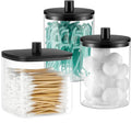 Glass Qtip Holder Dispenser  3 Pack, Bathroom Decor and Organizer, Black