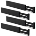 Utoplike 4 pcs Bamboo Kitchen Drawer Dividers Large, Adjustable Black Drawer Organizers, Spring Loaded, Works in Kitchen, Dresse