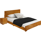 HomeRoots Moma Oak Wood Platform Full Bed with Nightstand