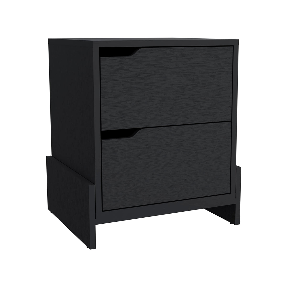 Haines Nightstand With 2-Drawers, End Table With Sturdy Base, Black