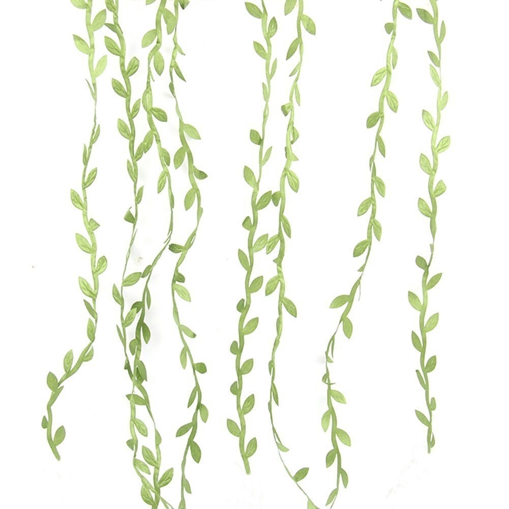 Hecaty 66 Ft Leaf Ribbon, Artificial Eucalyptus Garland Rattan Leaf String, Decorative Jungle Plant Green, Suitable For Baby Sho