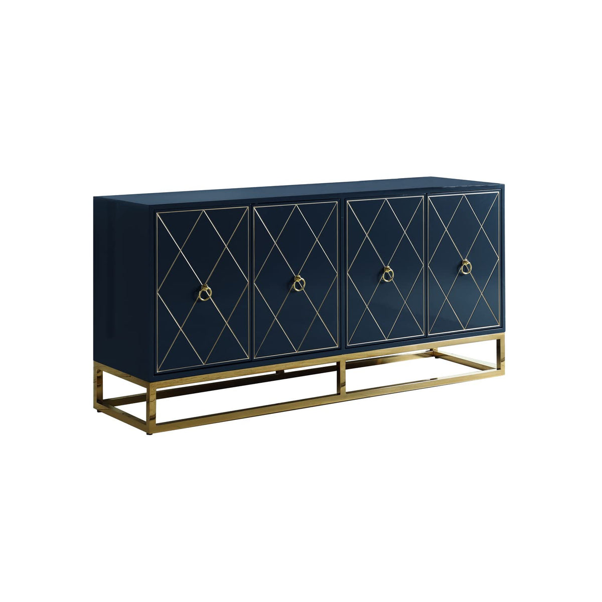 Best Master Furniture Tabitha High Gloss Lacquer Sideboard/Buffet, Navy Blue