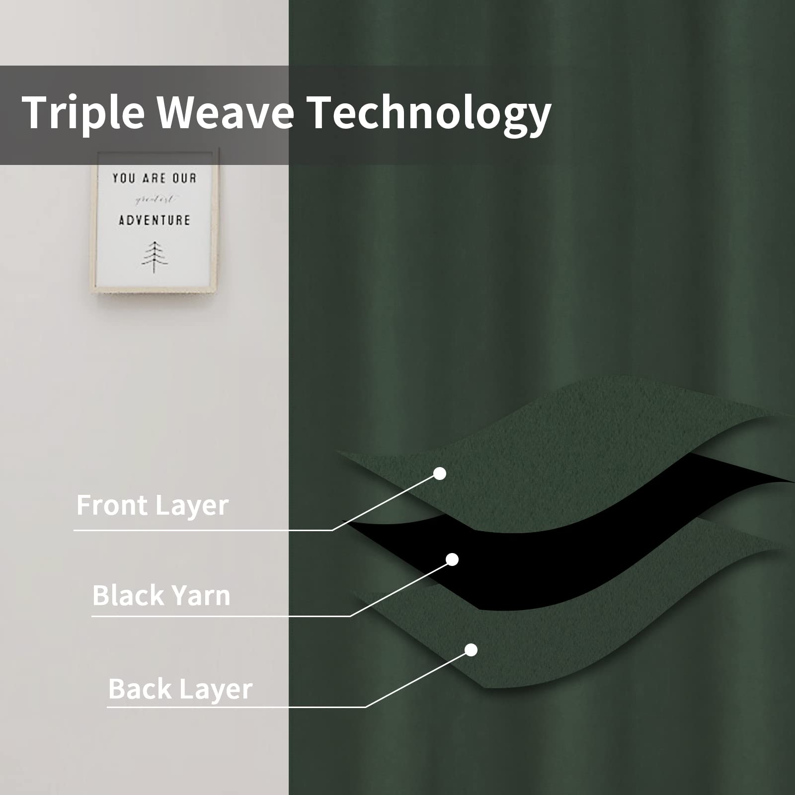 Easy-Going Blackout Curtains For Bedroom, Solid Thermal Insulated Grommet And Noise Reduction Window Drapes, Room Darkening Curtains For Living Room, 2 Panels (34X45 In, Greyish Green)